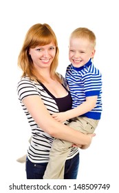 Mother And Child Isolated On A White Background