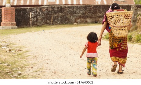Mother And Child In The Third World Country Nepal