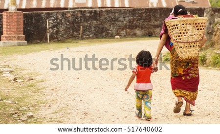 mother and child in the third world country Nepal