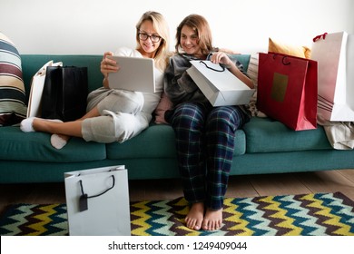 Mother And Daughter Shopping Online