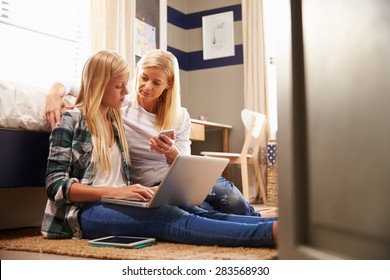 Mother and daughter spending time together at home