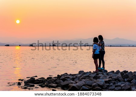 Similar – Image, Stock Photo Sunset in the mountains