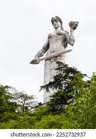 Mother Georgia or Kartlis Deda Monument in Tbilisi, Georgia. Statue with sword and bowl of wine is symbol for fight and hospitality. Memorial stands on Sololaki hill and overlooks old town of Tiflis - Shutterstock ID 2252732937