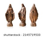 Mother of God, Virgin Mary statue, Sculpture of the Virgin, Mother of God with open arms, Statues of Holy Women in the Roman Catholic Church, isolated on white background, religion, pray.