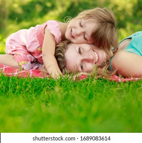 Mama Her Little Daughter On Grass Stock Photo (Edit Now) 172286390