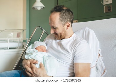 A Mother With Her Newborn Baby At The Hospital A Day After A Natural Birth Labor