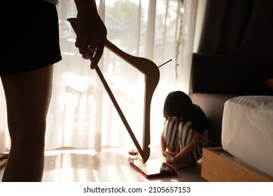 mother hit her kid, children crying, feeling sad, young girl unhappy, family violence concept, selective focus and soft focus
 - Shutterstock ID 2105657153