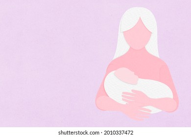 Mother Holding A Newborn Baby Paper Craft Background