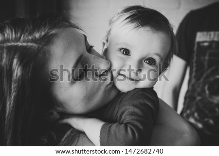 Similar – Image, Stock Photo happy mother and baby playing at home in bedroom