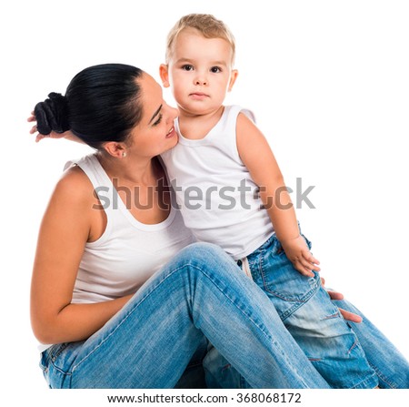 Similar – Mother playing with her daughter on the grass