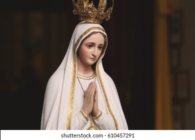 Mother Mary Statue In Authentic Catholic Church Praying Virgin Saint 