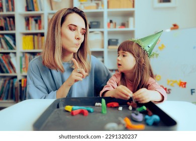 
Mother Saying No Setting Limits During Playtime 
Mom imposing boundaries in non-permissive parenting style upbringing 
