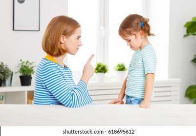 Mother Scolds And Punishes The Child Daughter
