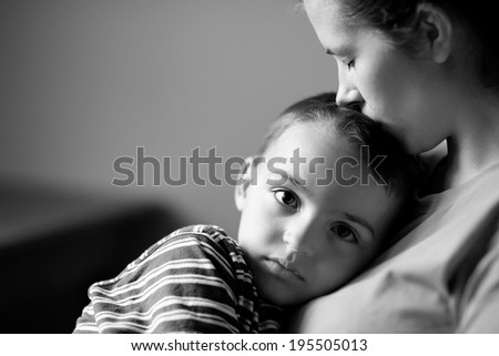 Similar – Newborn baby girl sleeping lying on blanket with her mother