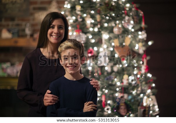 mother and son christmas