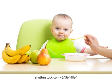 Mother Spoon Feeding Baby Girl