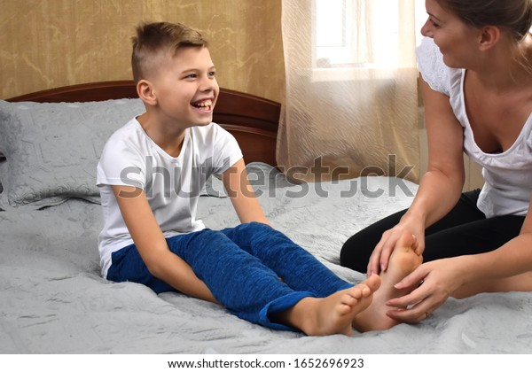 Mother Tickling Son Parent Teases Child Stock Photo Edit Now 1652696923