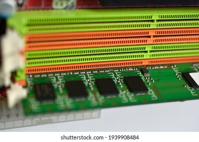 Motherboard chip with elements nodes close up