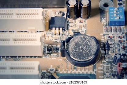Motherboard Computer Old Cmos Round Battery Stock Photo 2182398163 ...