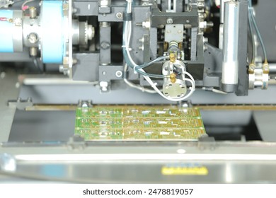 motherboard making process. circuit board. electronic hardware close up. electric systems computer mother board chip hardware. production process of electronic hardware. circuit board manufacturing