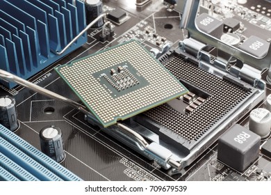 motherboard socket with computer processor 