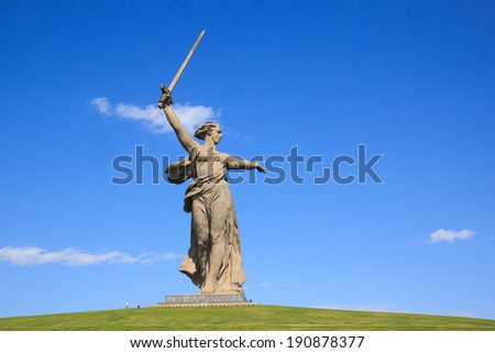 Motherland Calls statue in Mamayev Kurgan in Volgograd, Russia