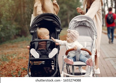 Mothers with children. Women use the carriages.