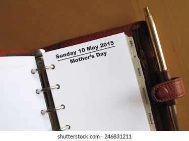   Mother's Day 10th May reminder in a personal organizer                                - Shutterstock ID 246831211
