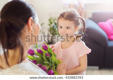 Similar – Image, Stock Photo Happy child with pink shirt in the garden