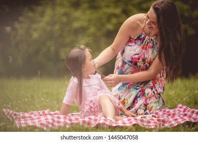 Mothers Are The Most Important Role Models To Their Daughters. Mother And Daughter In Nature.