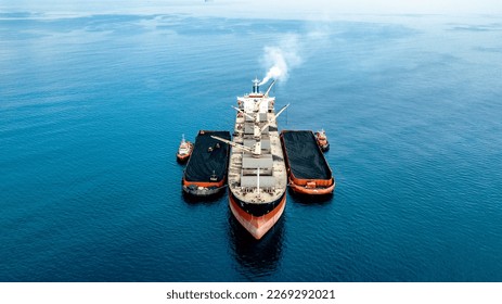 Mothervessel Coal Vessel Assisting Stevedoring Barge Tug - Shutterstock ID 2269292021