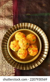 Motichoor Ladoo Or Rava Laddu Indian Sweet Dish Mithai For Diwali Dussehra Festival