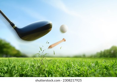 Motion action of teeing off golf ball with drivers. - Powered by Shutterstock