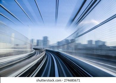 Motion Blue Of A Japanese Mono Rail