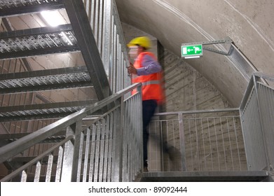 A Motion Blur Abstract Of A Person Walking Ok The Fire Escape