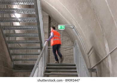 A Motion Blur Abstract Of A Person Walking Ok The Fire Escape