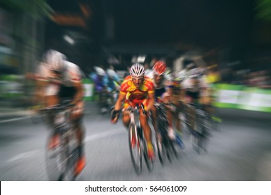 Motion Blur Of Asian Cycling Championship During The Race For Background,vintage Tone 