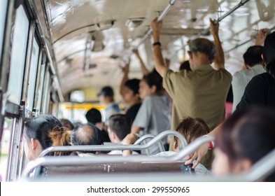 Motion Blur And Blurry People In Public Transportation Bus