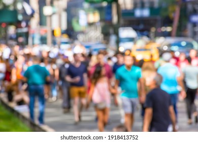 A Motion Blur Of A Crowd In Midtown Manhattan.