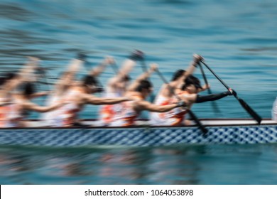 Motion Blur of Dragon Boat Racing in Hong Kong