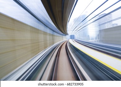 Motion blur / effect of Malaysia MRT (Mass Rapid Transit) train moving fast inside tunnel. MRT is a transportation for future generation. 