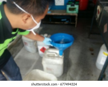 Motion Blur Effect. Worker Doing Chemical Handling