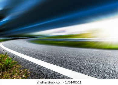 motion blur of the highway road.