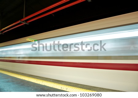 motion blur outdoor of high speed train in subway, Rome