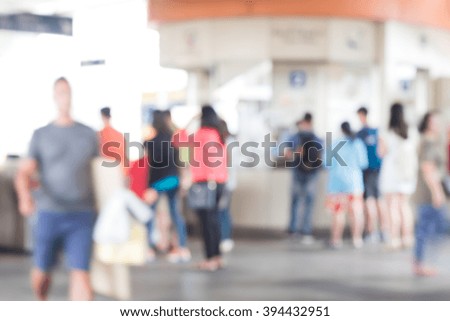 motion blur of people enter Subway or Sky train in the station