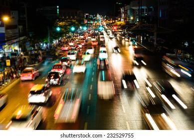 Motion Blur Of Traffic At Night.