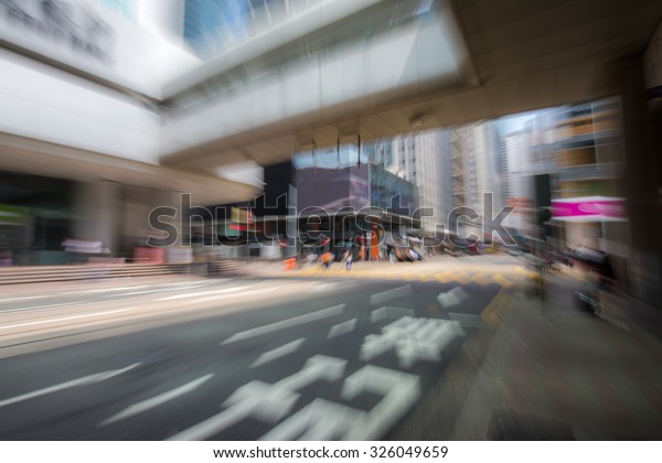 Motion blurred City Background in Hong Kong\
Central District