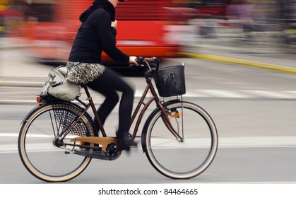 Motion Blurred Female Biker