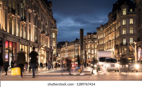 Motion Blurred London Street At Night