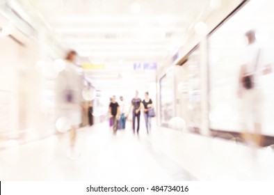 Motion Blurred People In The Shopping Mall